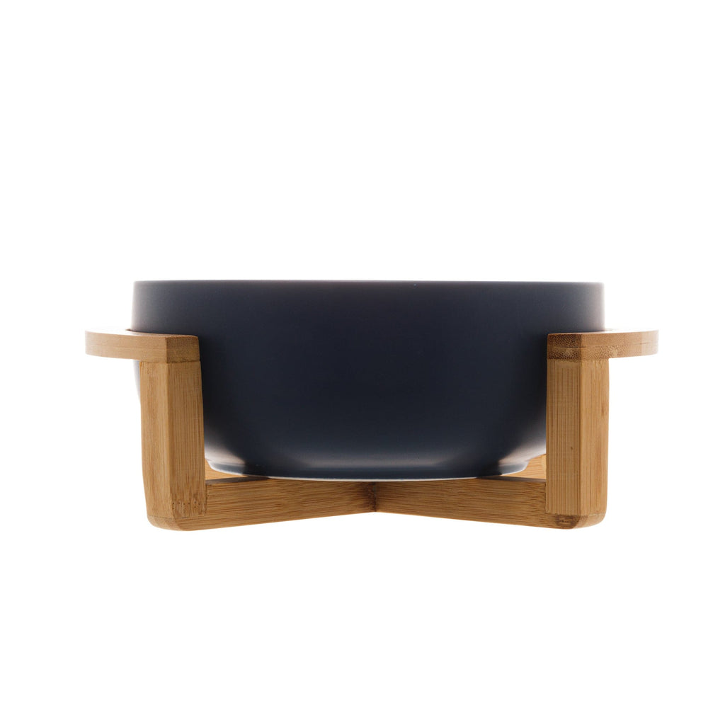 Porcelaine Blue Bowl with Wooden Support  26x22x11cm.