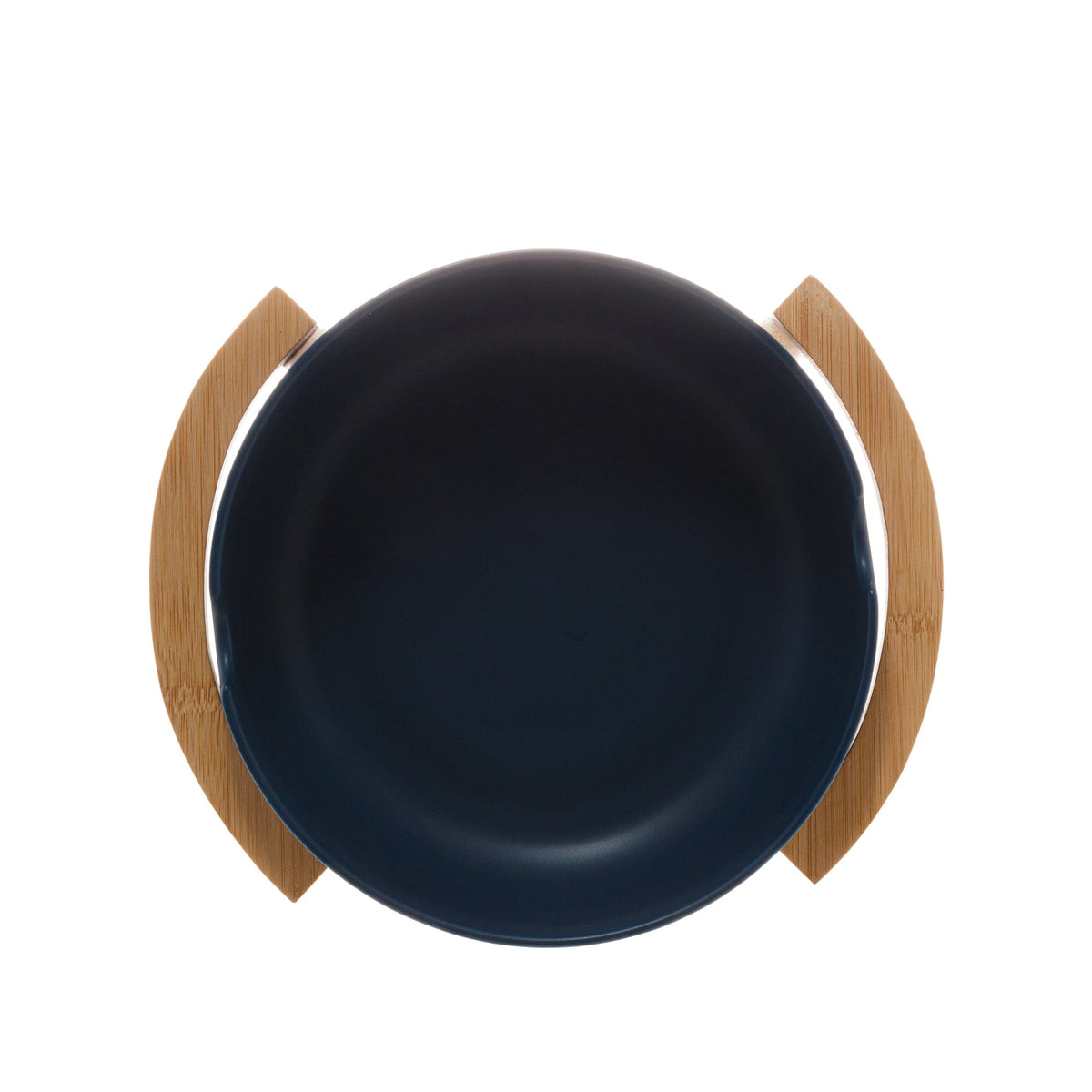 Porcelaine Blue Bowl with Wooden Support  26x22x11cm.