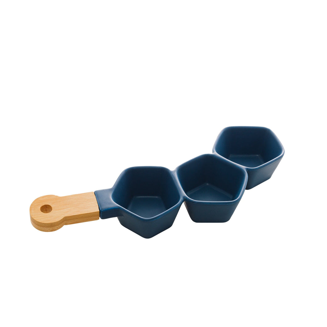Porcelaine Blue Appetiser Small attached Bowls 36x15x5cm