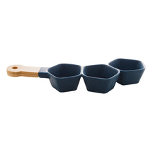 Load image into Gallery viewer, Porcelaine Blue Appetiser Small attached Bowls 36x15x5cm
