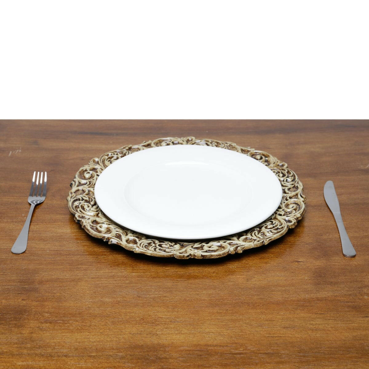 Set of 4 Plastic Sous-plat Cream/Brown 36cm.