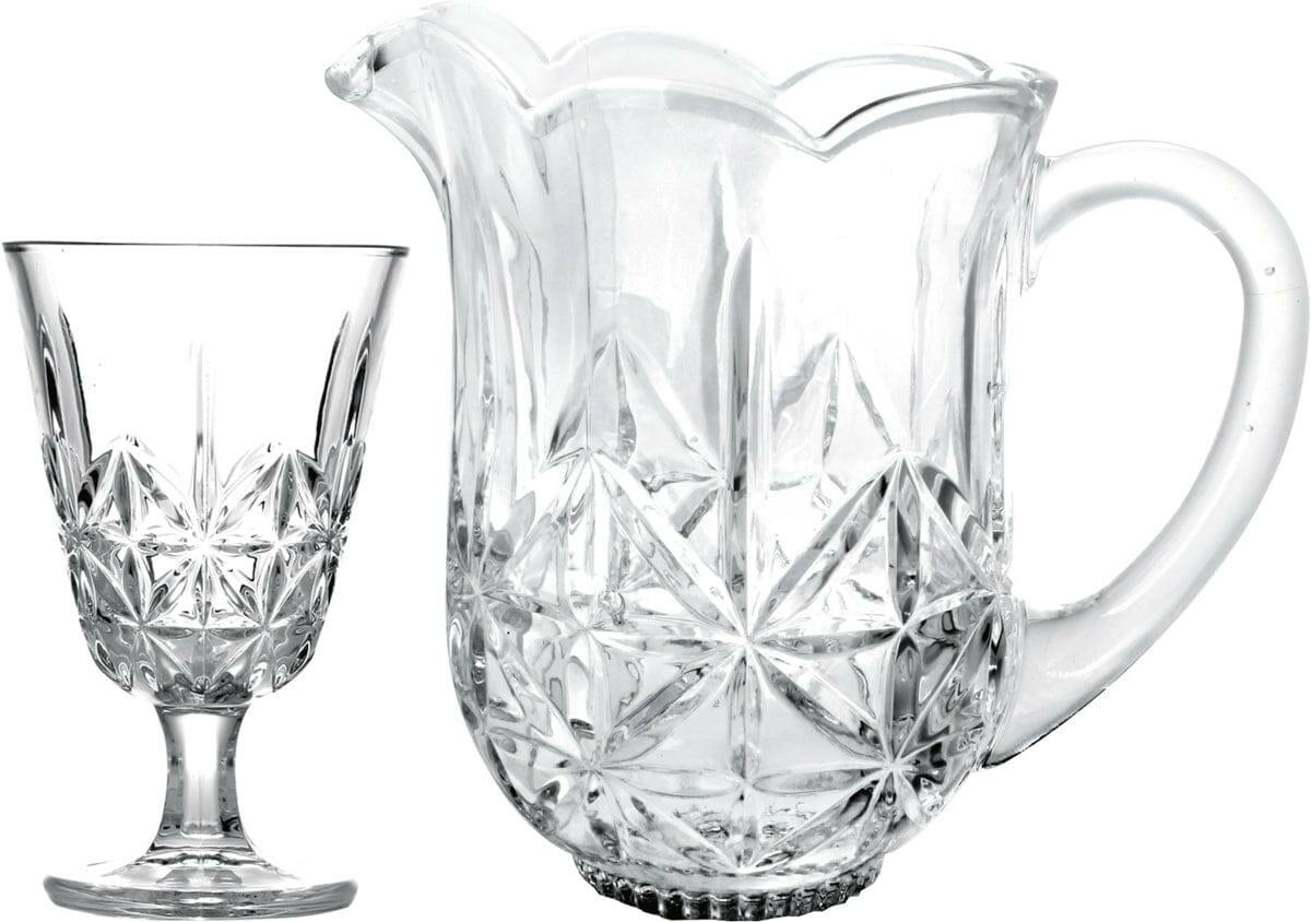 Set of 6 240ml Glasses and Pitcher 1.3ml.