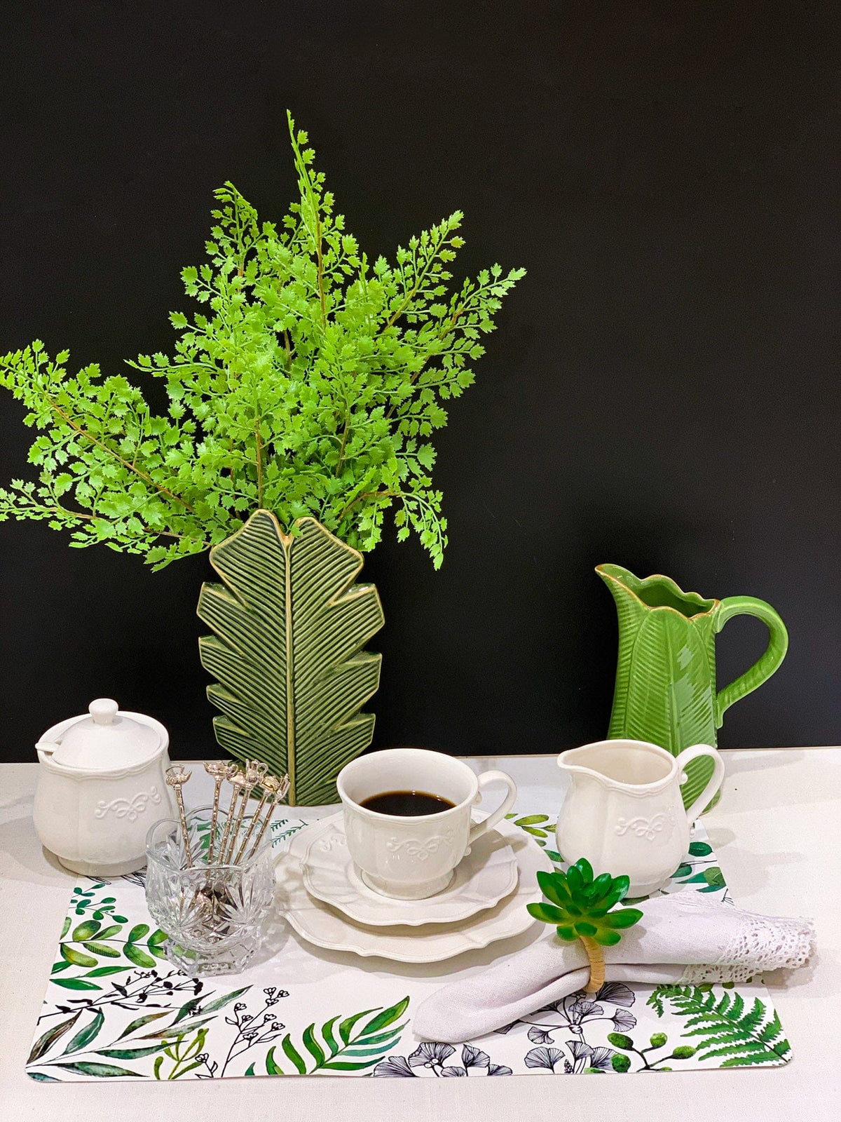 Ceramic Banana Leaf Pitcher.