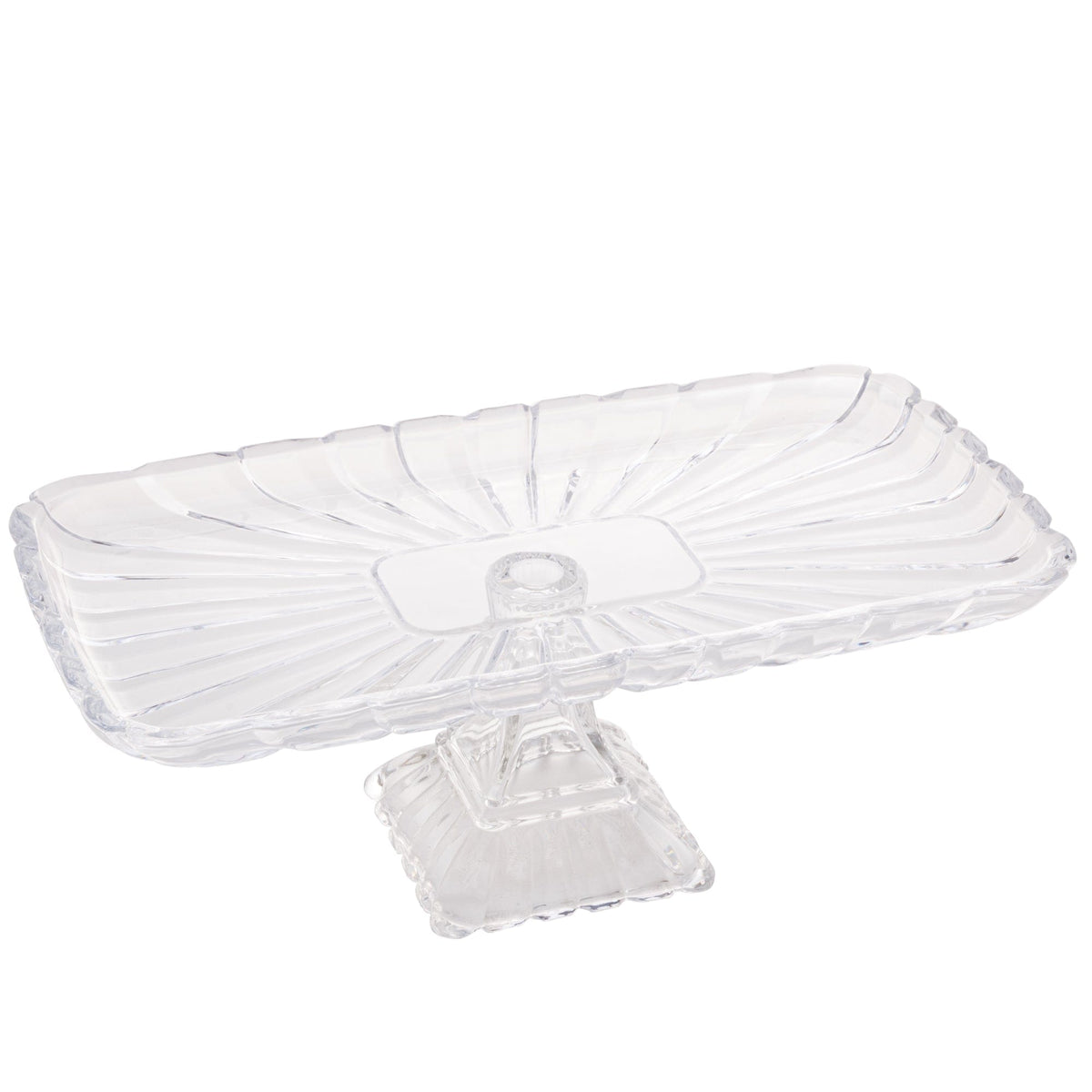 Large Elevated Crystal Platter 36.5x17x14cm.
