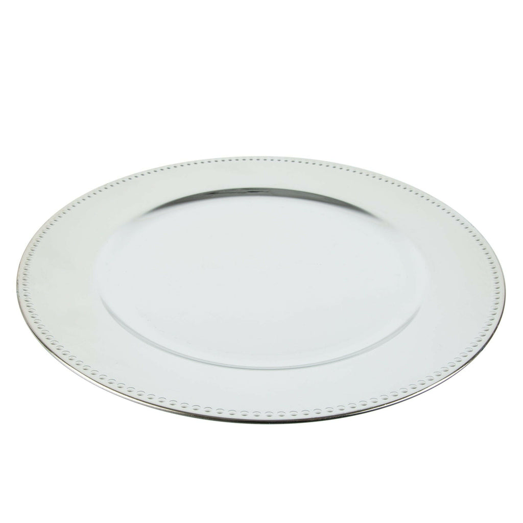 Set of 4 Silver Plastic Sous-plat 33cm.