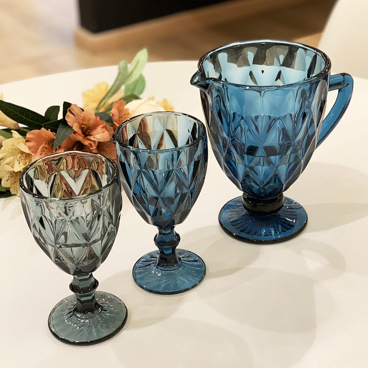 Blue diamond Set of 6 Glasses.