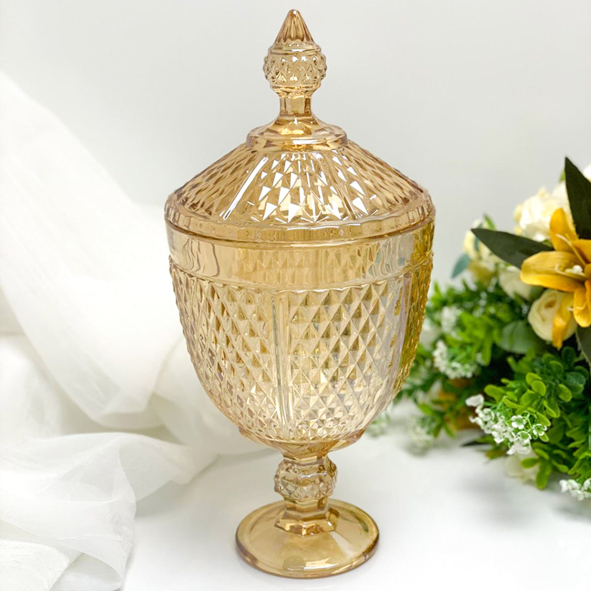 Crystal Amber Jar 15x32cm.