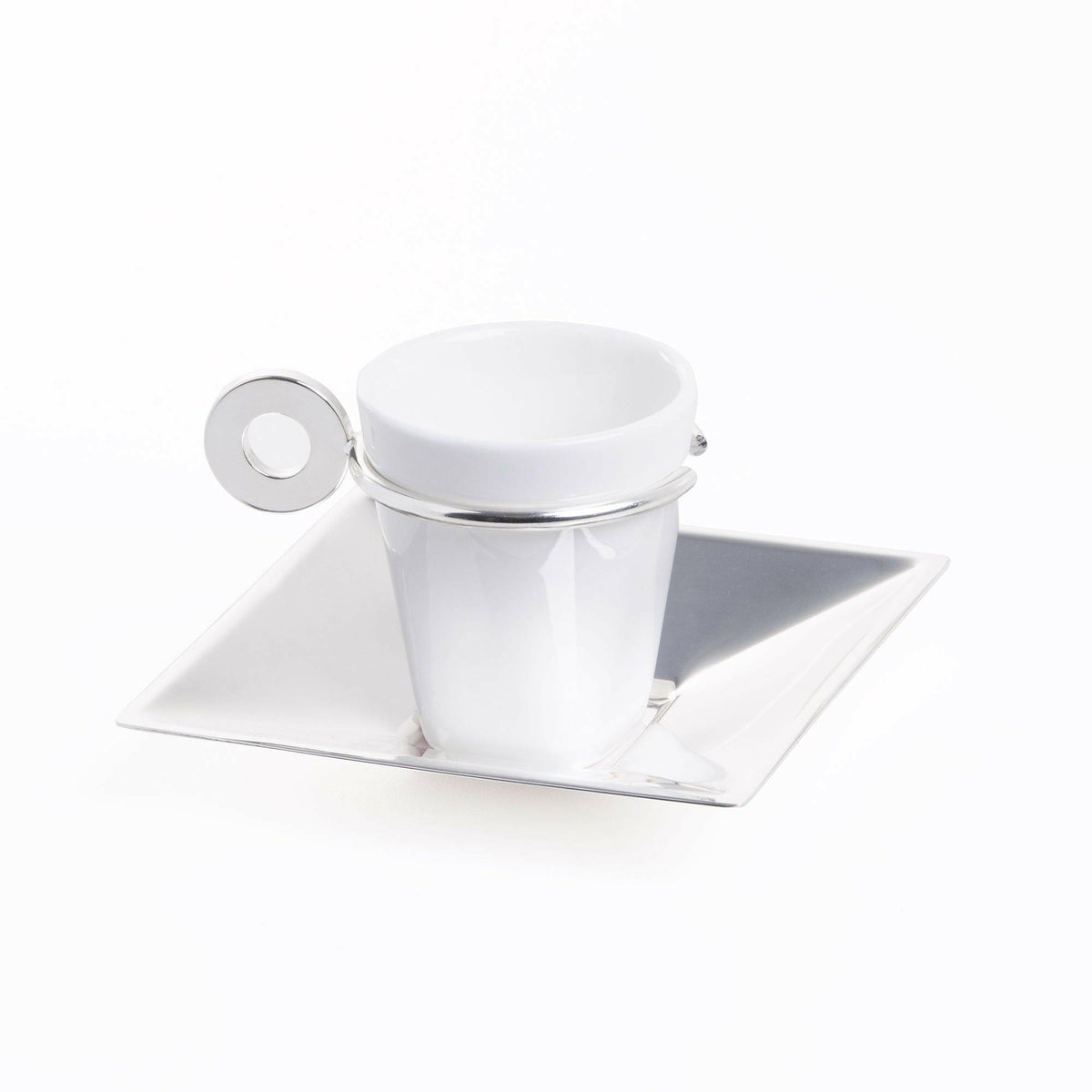 Venice Silver Plated and Porcelaine Coffee Cup and Saucer 70ml.