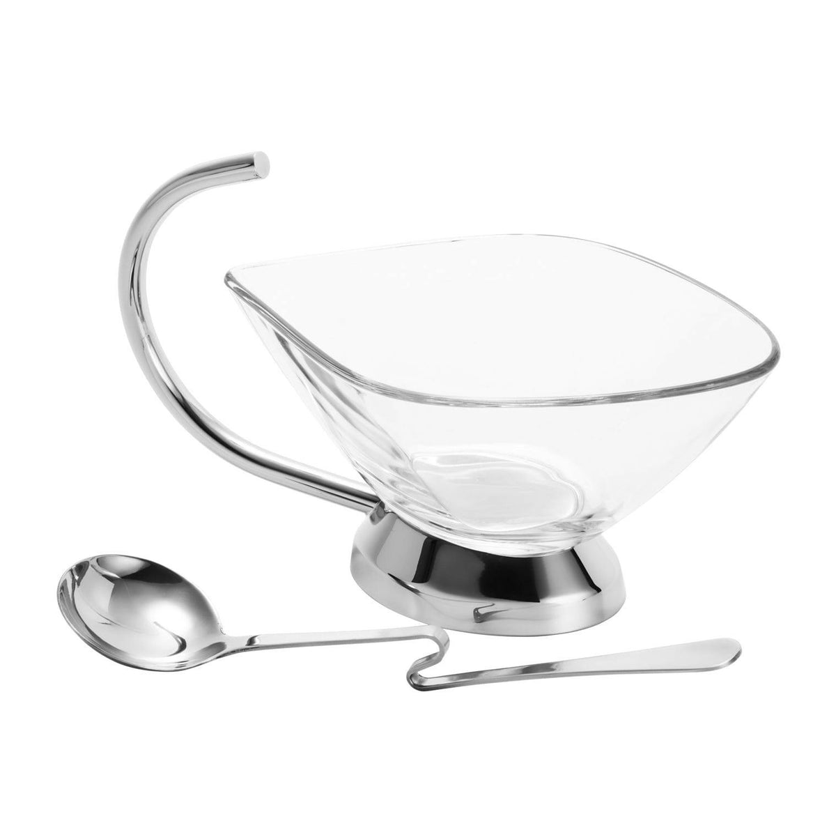 Caribbean Stainless Steel Gravy Boat with Spoon 450ml.