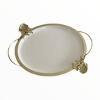 White Tray with Gold Flower Detail.