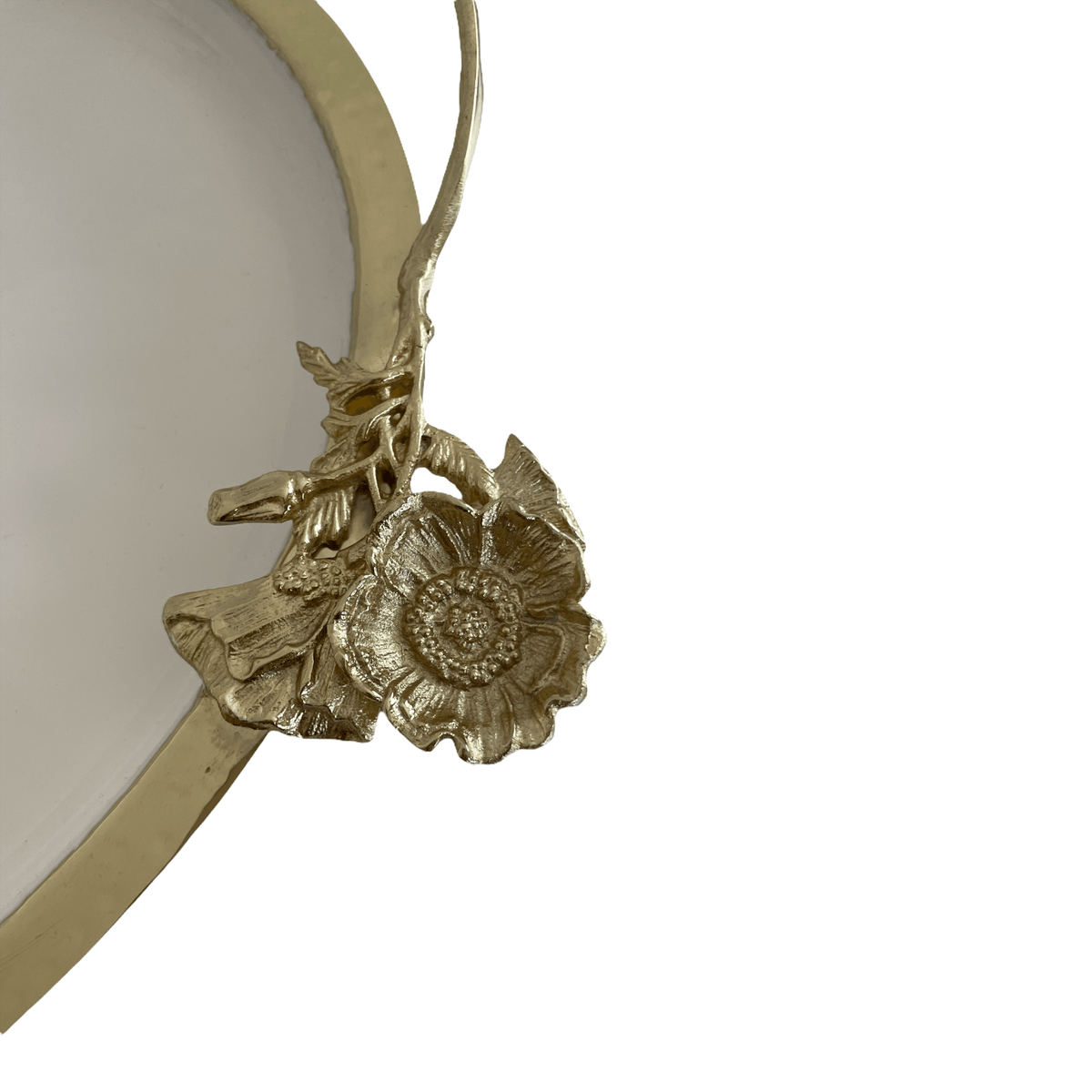 White Tray with Gold Flower Detail.