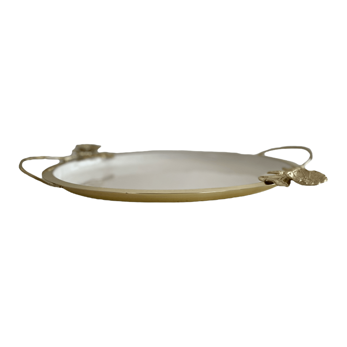 White Tray with Gold Flower Detail.
