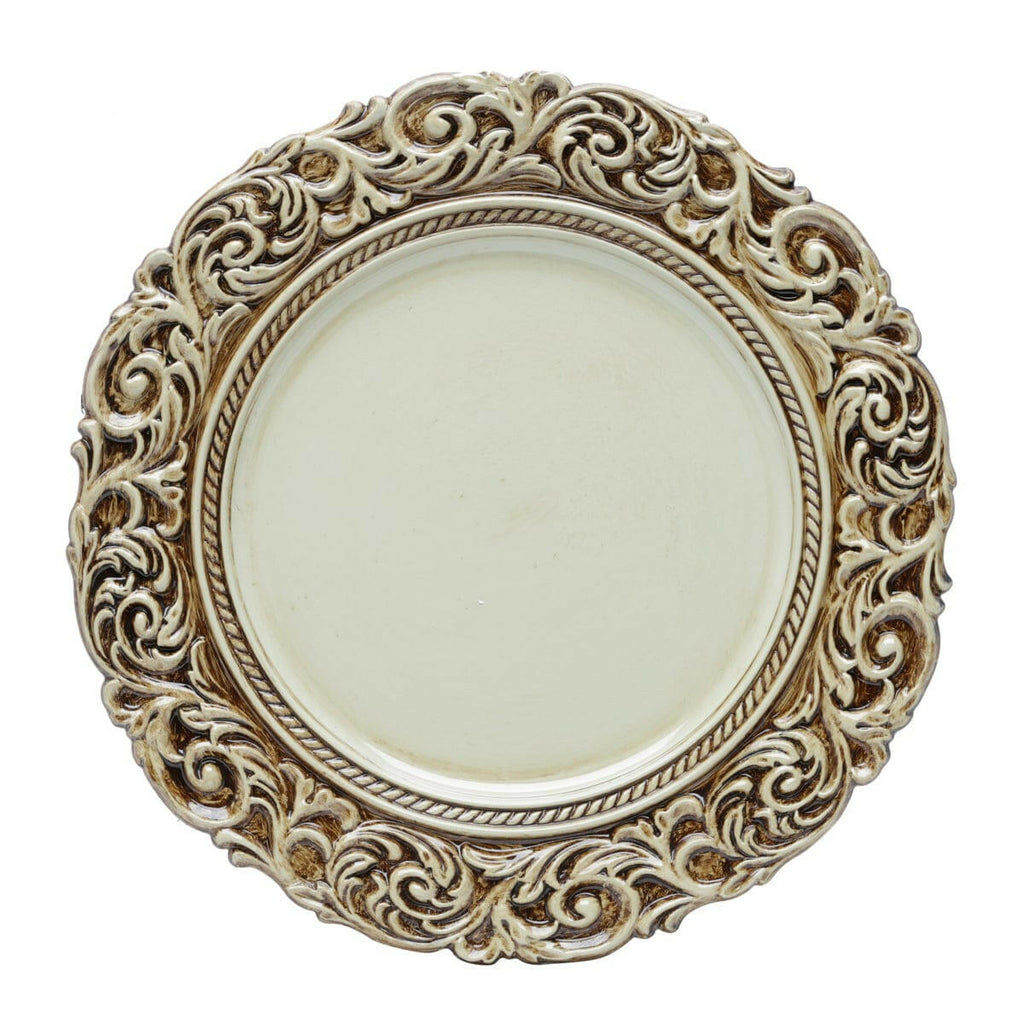 Set of 4 Plastic Sous-plat Cream/Brown 36cm.