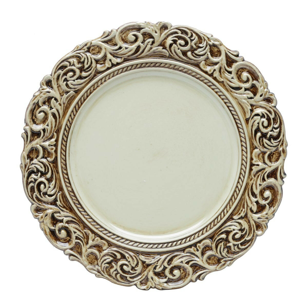 Set of 4 Plastic Sous-plat Cream/Brown 36cm.
