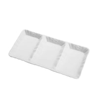Lade das Bild in den Galerie-Viewer, Rectangular white ceramic tray with three compartments on a white background

